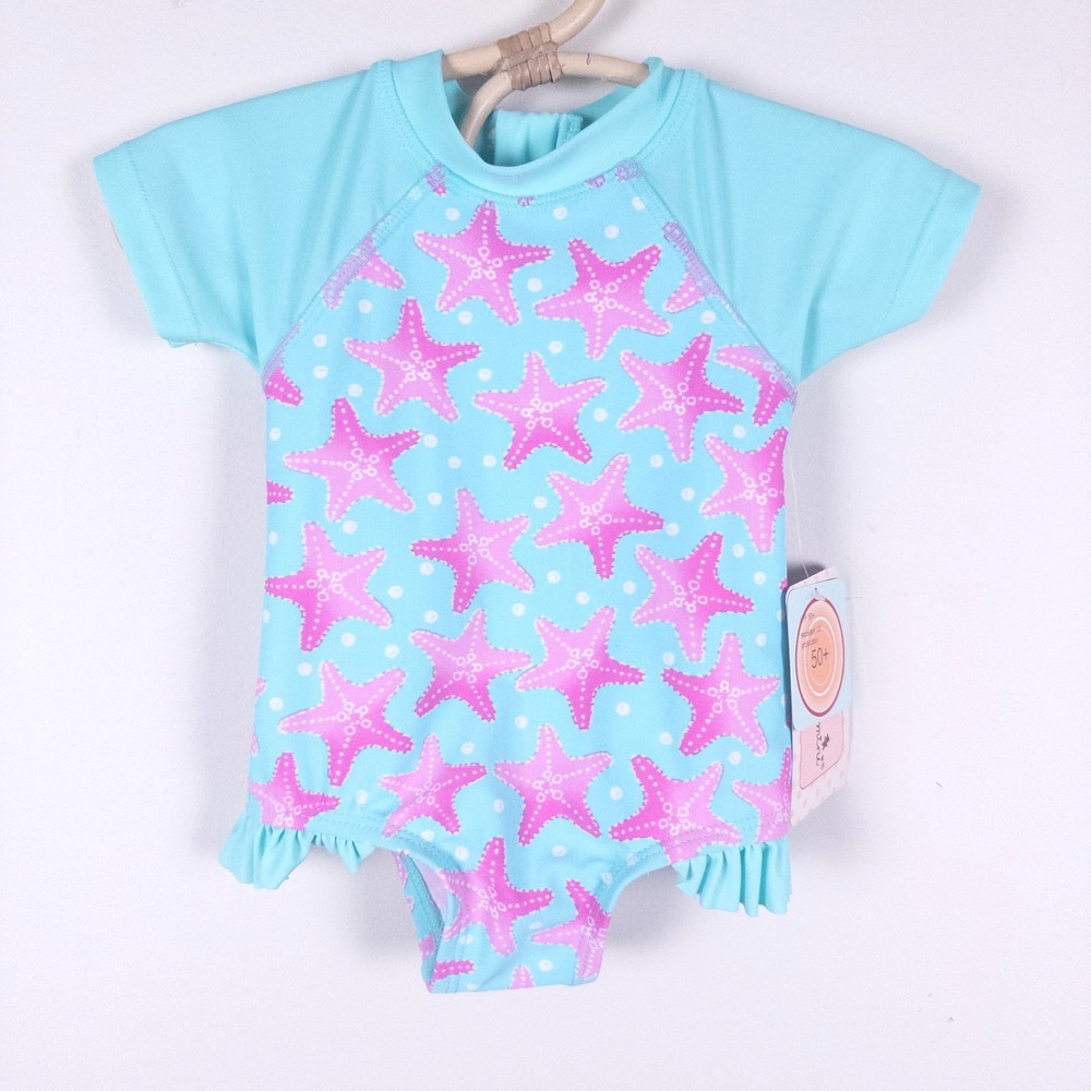 Floatimini Swimsuit Baby 3M Aqua‎ Blue Pink Starfish UPF 50+ Rash Guard